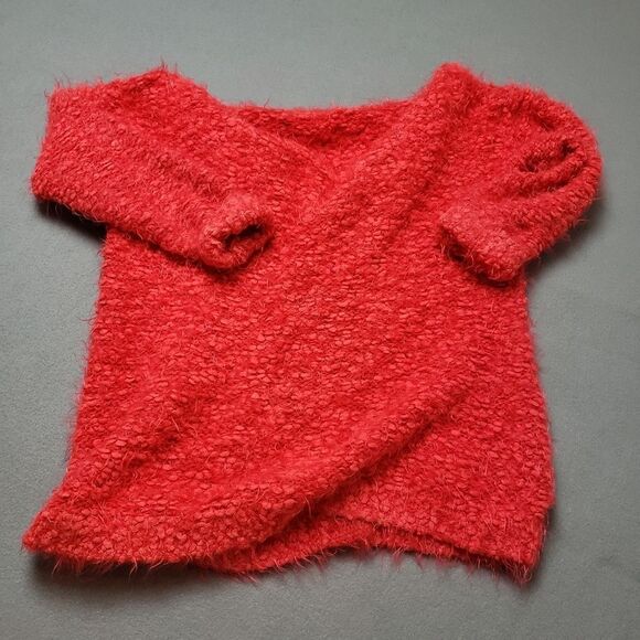 Moth Fuzzy Red Wool blend button up Cardigan in Red. - Picture 7 of 11